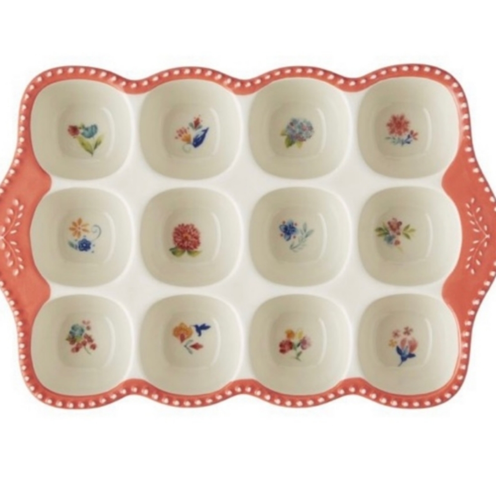πΊ New Pioneer Woman Blooming Bouquet Egg Holder Display Tray, Pink - Picture 4 of 7